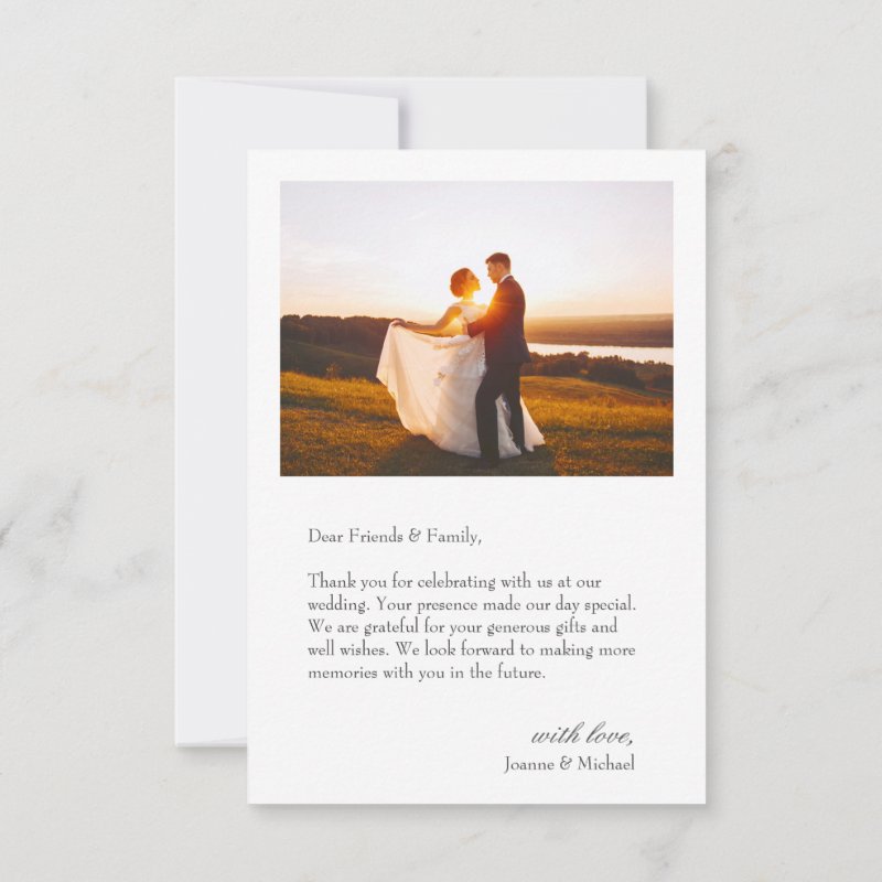 Simple Modern Photo Wedding Thank You Card W Note 3.5\" x 5\" Flat Thank You Card 3 Simple Modern Photo Wedding Thank You Card W Note 3.5\\" x 5\\" Flat Thank You Card