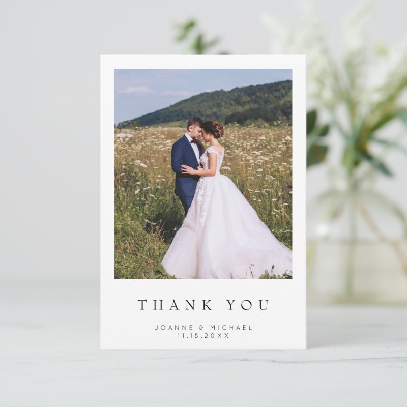 Simple Modern Photo Wedding Thank You Card W Note 3.5\" x 5\" Flat Thank You Card 4 Simple Modern Photo Wedding Thank You Card W Note 3.5\\" x 5\\" Flat Thank You Card