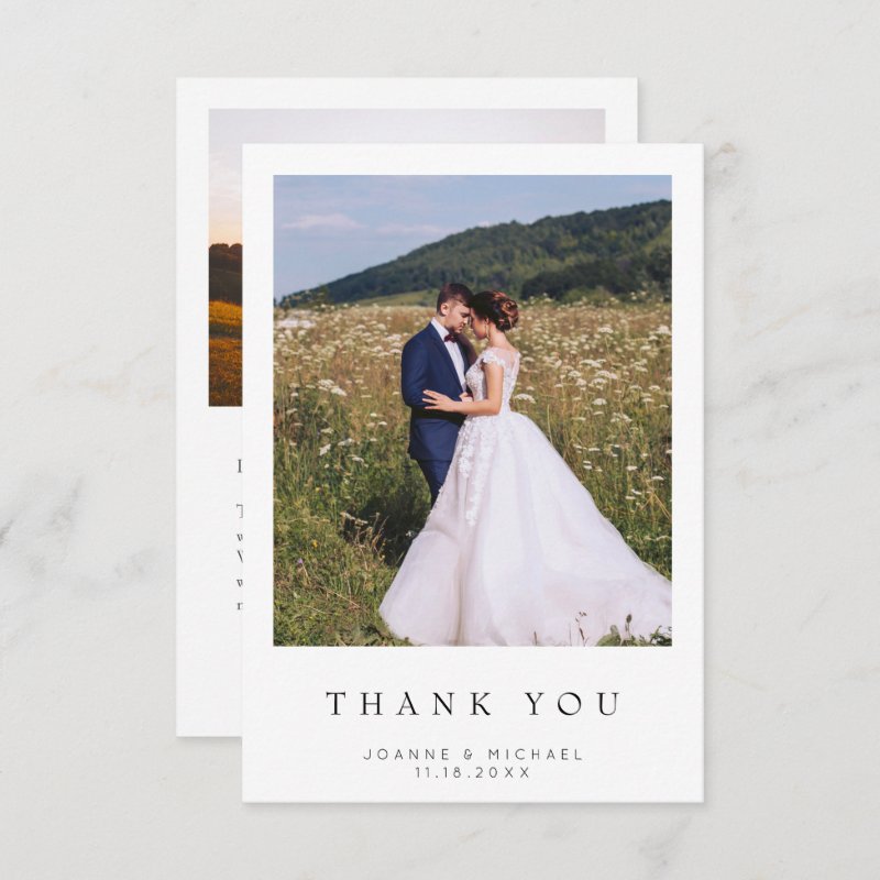 Simple Modern Photo Wedding Thank You Card W Note 3.5\" x 5\" Flat Thank You Card 5 Simple Modern Photo Wedding Thank You Card W Note 3.5\\" x 5\\" Flat Thank You Card