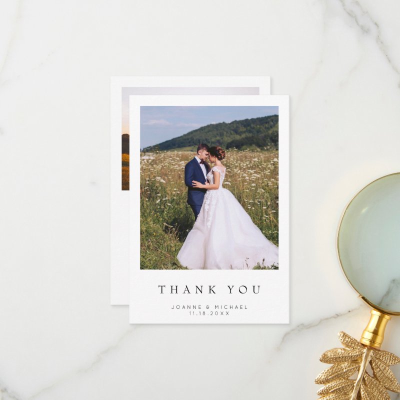 Simple Modern Photo Wedding Thank You Card W Note 3.5\" x 5\" Flat Thank You Card 6 Simple Modern Photo Wedding Thank You Card W Note 3.5\\" x 5\\" Flat Thank You Card