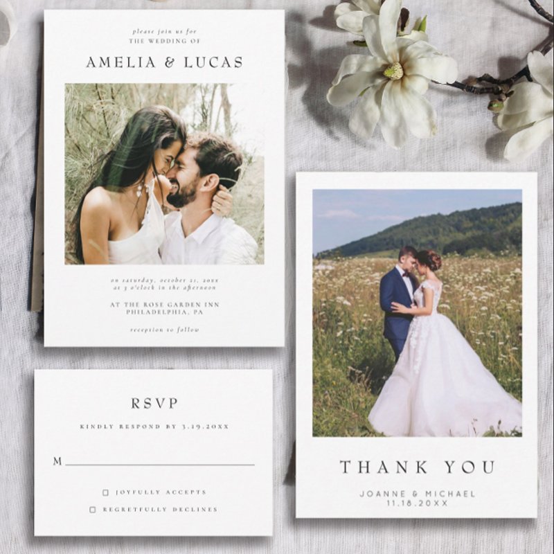 Modern Simple Photo Wedding W Note Landscape Thank You Card 5\\" x 7\\" Flat Thank You Card
