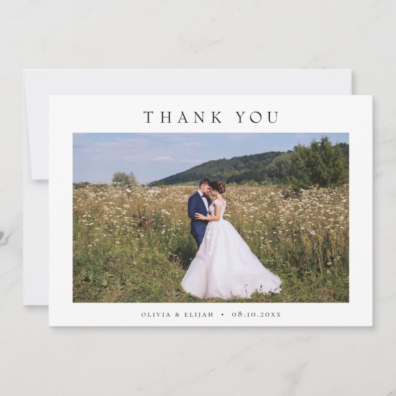 Modern Simple Photo Wedding W Note Landscape Thank You Card 5\\" x 7\\" Flat Thank You Card