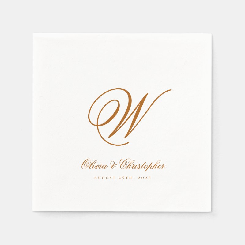 Elegant Classic Last Name Initial Wedding Napkins Paper Napkins, Standard Cocktail