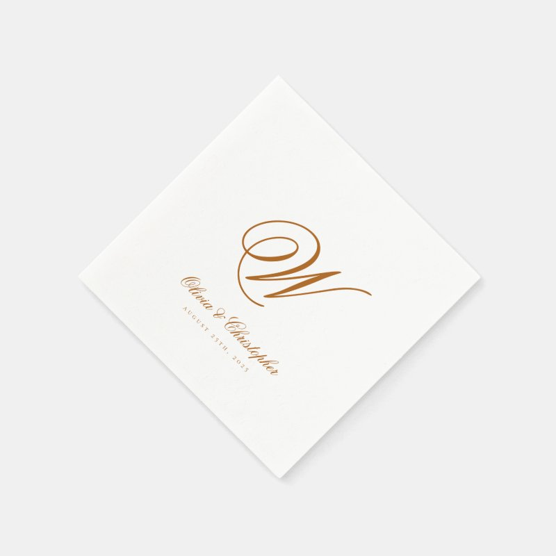 Elegant Classic Last Name Initial Wedding Napkins Paper Napkins, Standard Cocktail