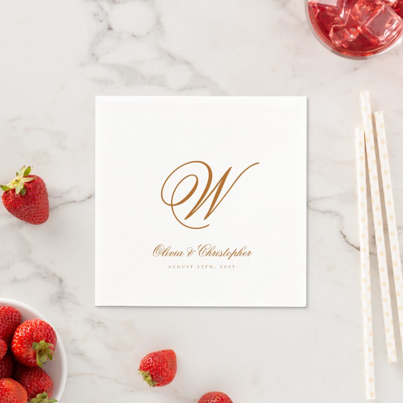 Elegant Classic Last Name Initial Wedding Napkins Paper Napkins, Standard Cocktail 3 Elegant Classic Last Name Initial Wedding Napkins Paper Napkins, Standard Cocktail