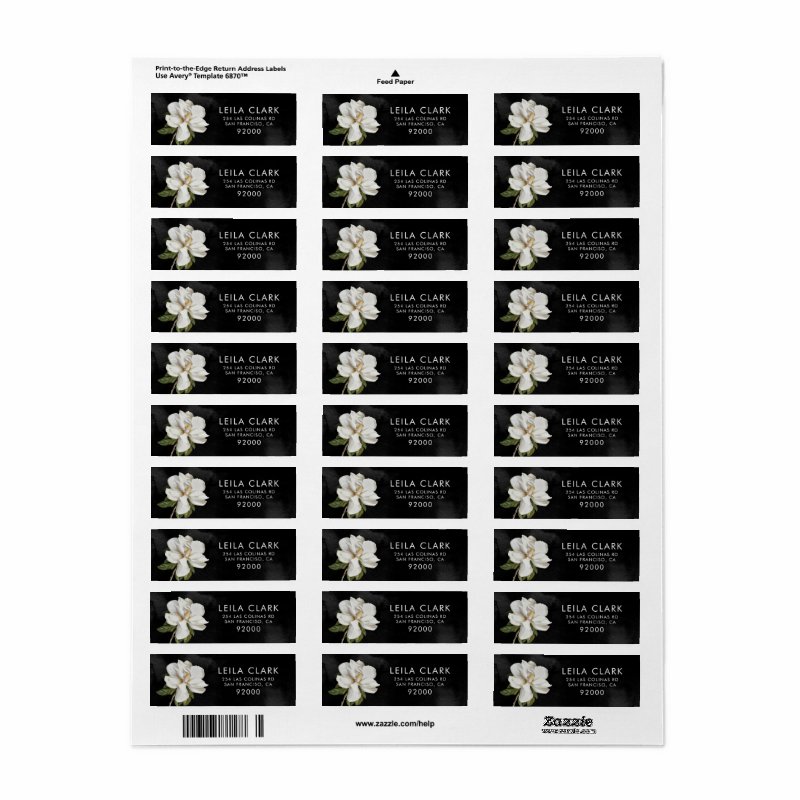 Elegant Wedding Magnolia Return Address Label Return Address Labels