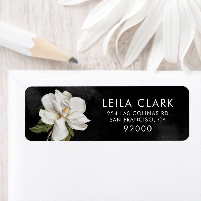 Elegant Wedding Magnolia Return Address Label Return Address Labels