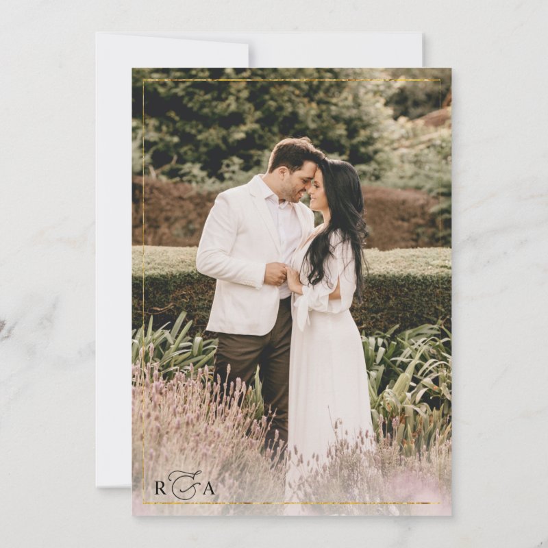 Elegant White and Black Gold Border Photo Wedding Invitation Flat Invitation, Size: 5\" x 7\ 3 Elegant White and Black Gold Border Photo Wedding Invitation Flat Invitation, Size: 5\\" x 7\\