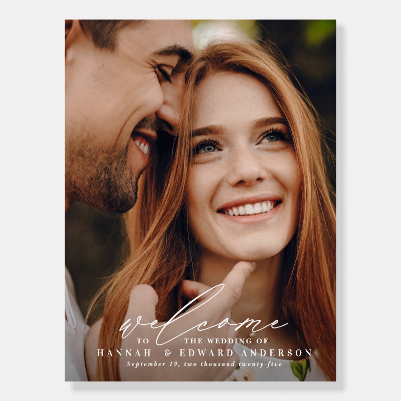 Modern script photo welcome to the wedding foam board Foam Core Board, Size: 18.00\\" x 24.00\\
