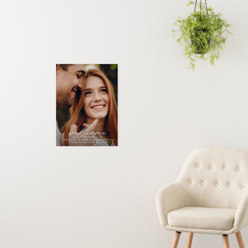 Modern script photo welcome to the wedding foam board Foam Core Board, Size: 18.00\" x 24.00\ 4 Modern script photo welcome to the wedding foam board Foam Core Board, Size: 18.00\\" x 24.00\\