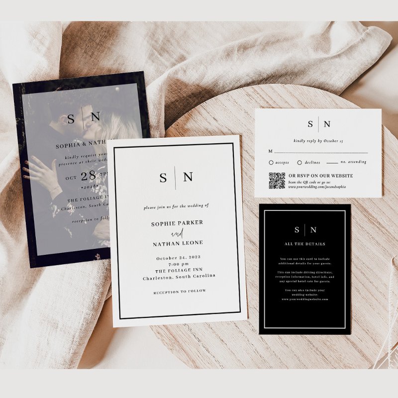 Minimal and Chic | Black and White QR Code Wedding Enclosure Card 3.5\\" x 2.5\\" Enclosure Card