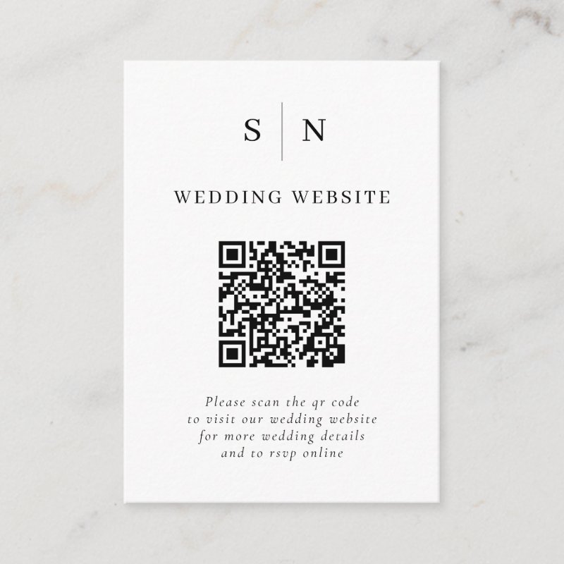 Minimal and Chic | Black and White QR Code Wedding Enclosure Card 3.5\\" x 2.5\\" Enclosure Card