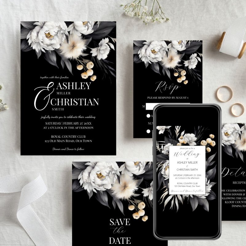 Black and white elegant boho wedding candy favors Custom Hershey®’s Assorted Miniatures™, Non-Assembled