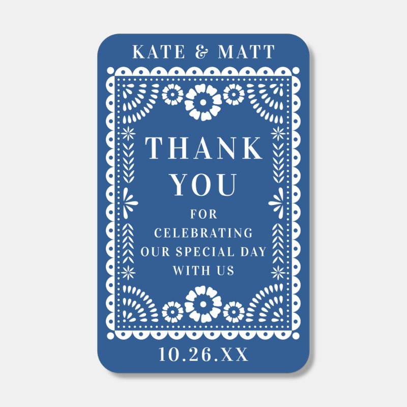 Colorful Blue Papel Picado Wedding Favor Matchboxes Color: White Matchbox, Assembly: Assembled Personalized Matches - Set of 50