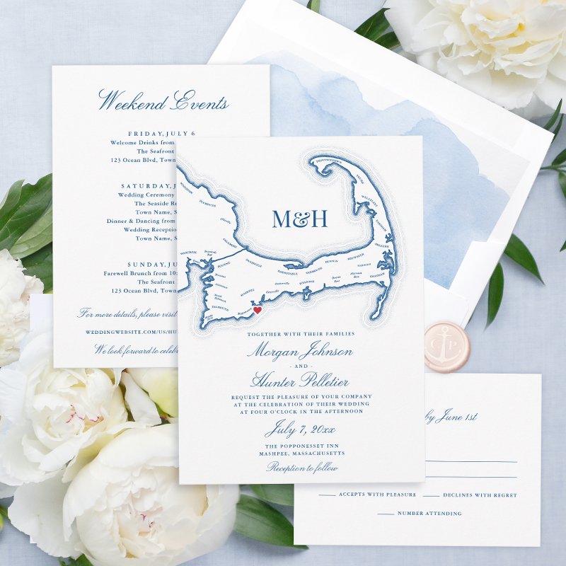 Cape Cod Map Wedding Favor Drink Holder Can Cooler Foam Can Cooler