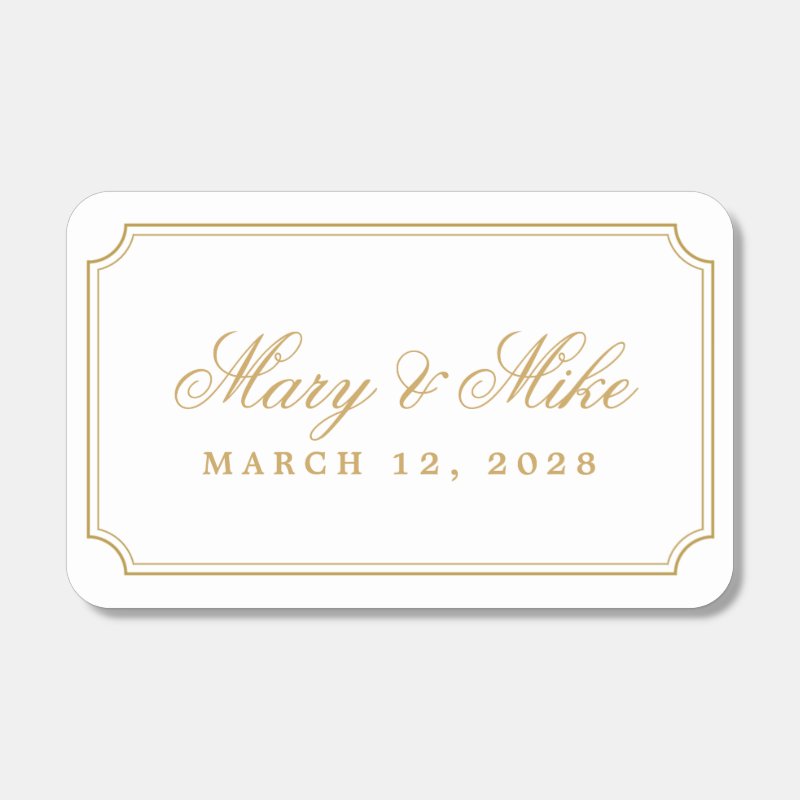 Classic Gold Wedding Favor Matches Color: White Matchbox, Assembly: Self Assembled Personalized Matches - Set of 50