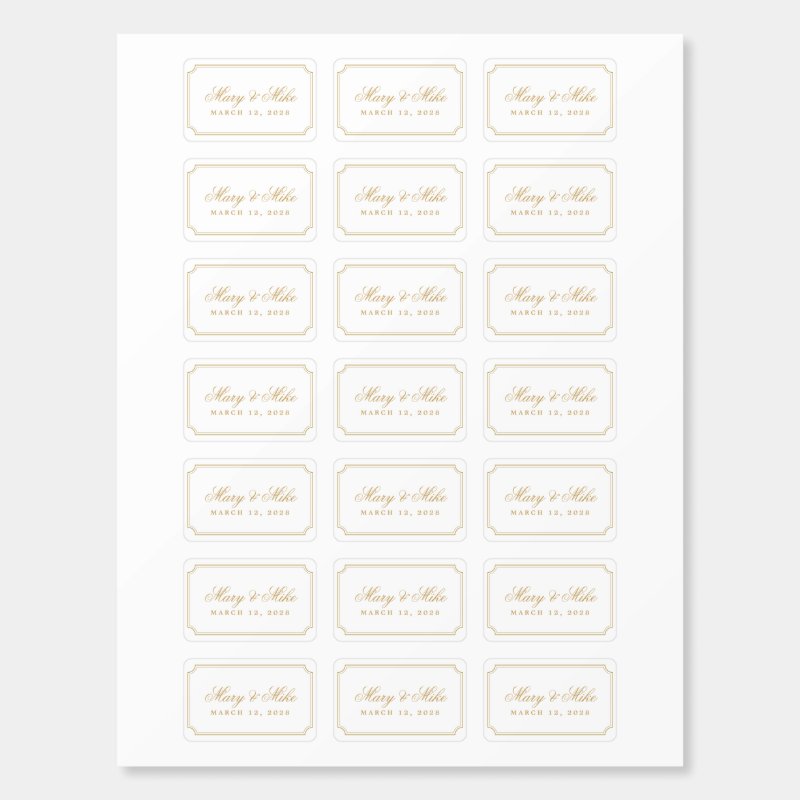 Classic Gold Wedding Favor Matches Color: White Matchbox, Assembly: Self Assembled Personalized Matches - Set of 50