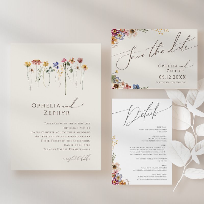 Colorful Wildflower | Beige Wedding Favor Matchboxes Color: White Matchbox, Assembly: Self Assembled Personalized Matches - Set of 50