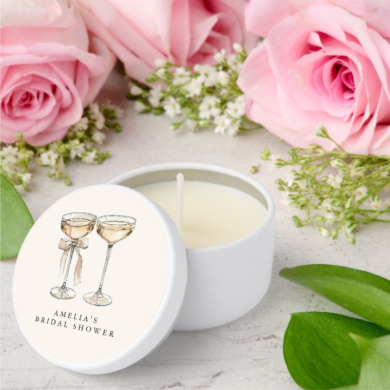 Brunch & Bubbly Champagne Bridal Shower Mini Candle Favors Custom Soy Wax, White 3 Brunch & Bubbly Champagne Bridal Shower Mini Candle Favors Custom Soy Wax, White