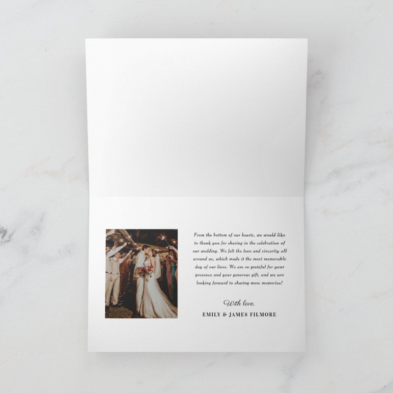 Elegant Calligraphy Custom Wedding Photo Thank You Card Custom Folded Thank You Card, Size: Standard, 5\\" x 7\\