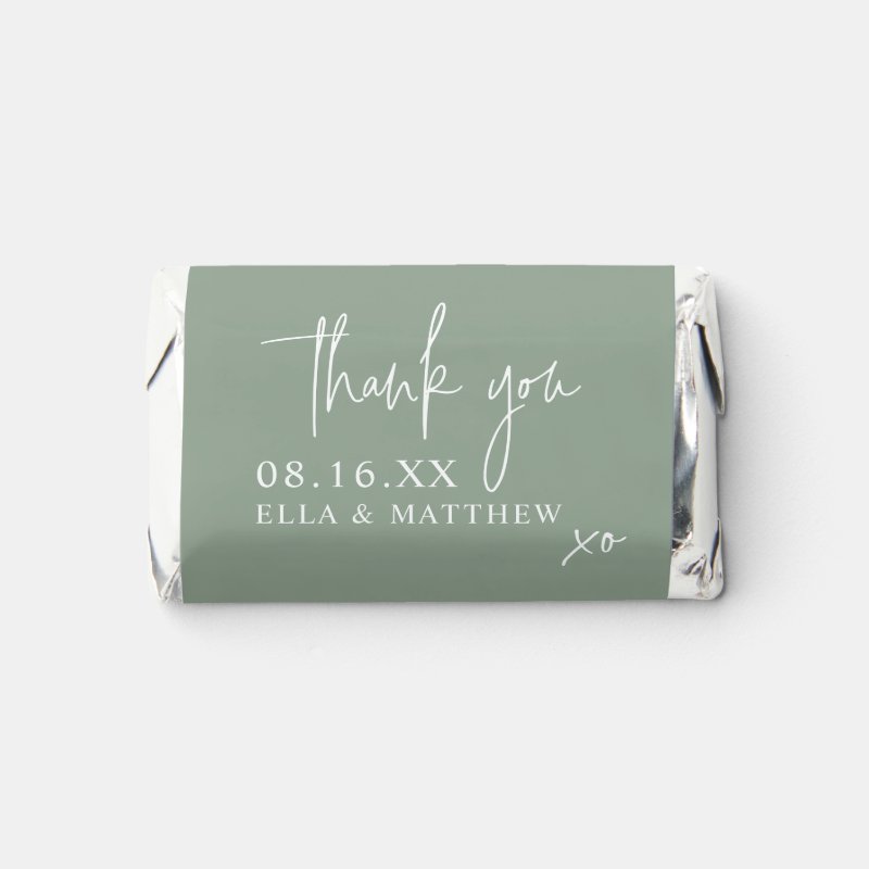 Sage Green Wedding Thank You Chocolate  Hershey\'s Miniatures Custom Hershey®’s Assorted Miniatures™, Non-Assembled
