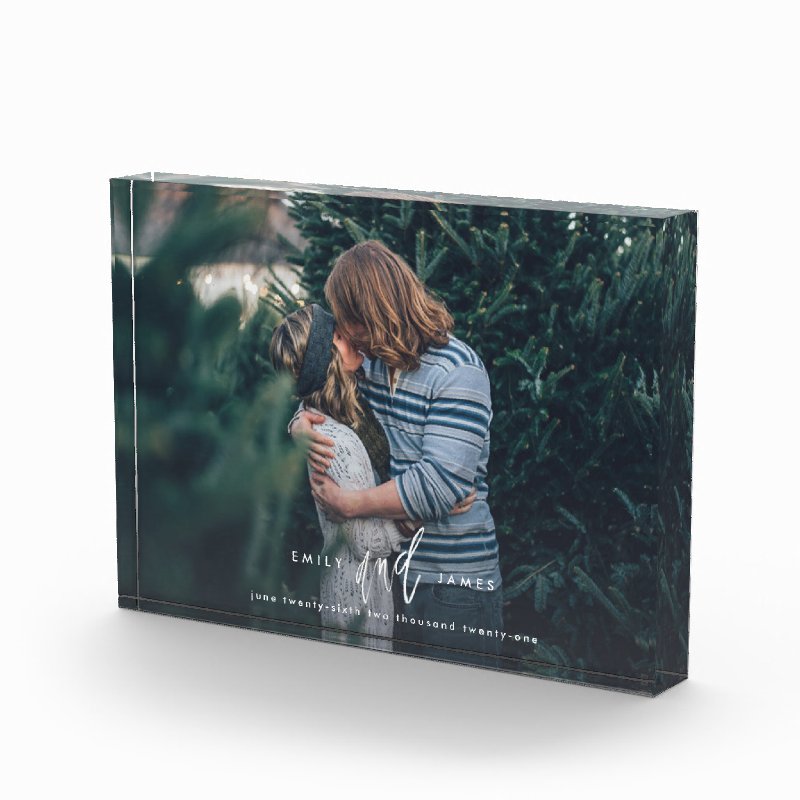 Wedding Date Trendy Lettered Custom Photo Block Horizontal Block Photoblock 3 Wedding Date Trendy Lettered Custom Photo Block Horizontal Block Photoblock