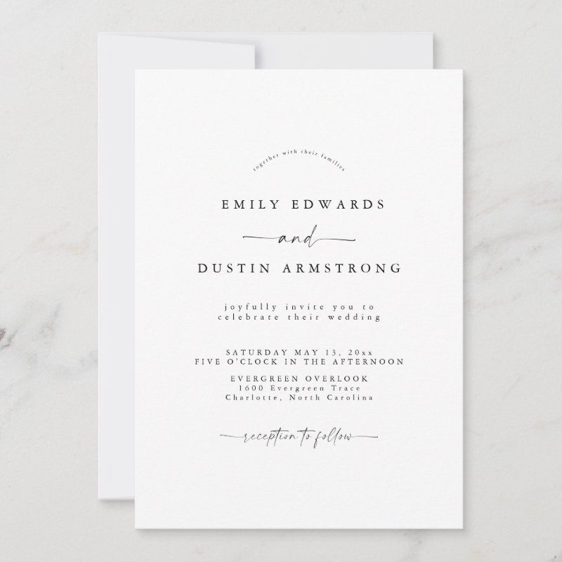 Boho Minimalist Wedding Invitation Flat Invitation, Size: 5\\" x 7\\