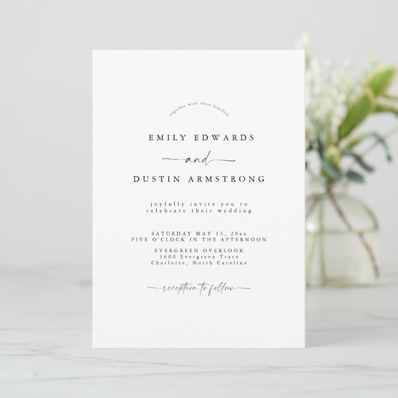 Boho Minimalist Wedding Invitation Flat Invitation, Size: 5\" x 7\ 4 Boho Minimalist Wedding Invitation Flat Invitation, Size: 5\\" x 7\\