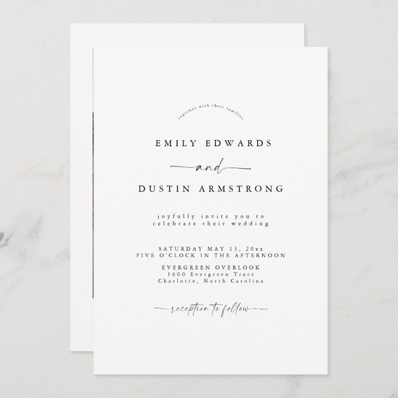 Boho Minimalist Wedding Invitation Flat Invitation, Size: 5\" x 7\ 5 Boho Minimalist Wedding Invitation Flat Invitation, Size: 5\\" x 7\\