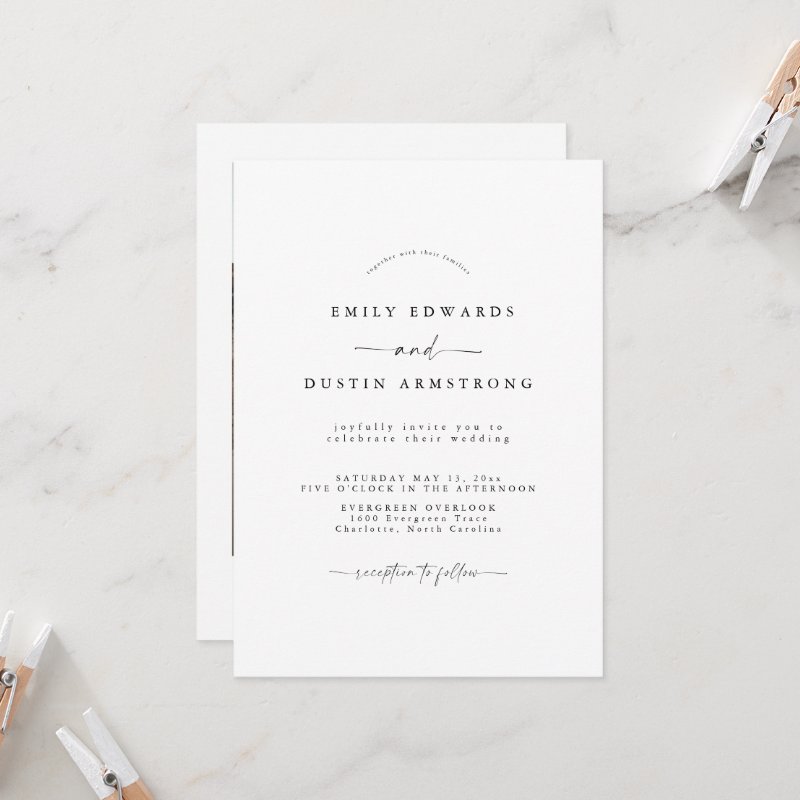 Boho Minimalist Wedding Invitation Flat Invitation, Size: 5\" x 7\ 6 Boho Minimalist Wedding Invitation Flat Invitation, Size: 5\\" x 7\\