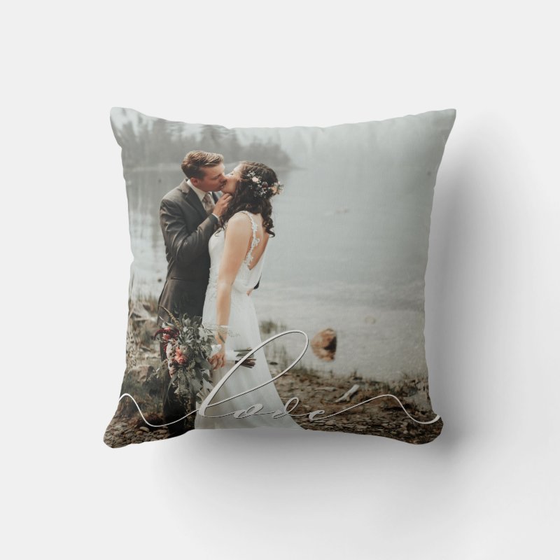 LOVE CALLIGRAPHY Script Typography Wedding Overlay Throw Pillow Throw Pillow, Throw Pillow 16\\" x 16\\"