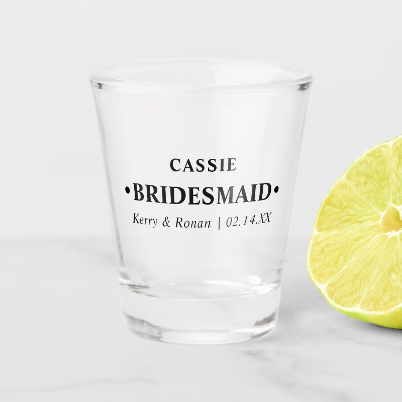 Wedding Date and Names Bridesmaid Personalized Shot Glass Shot Glass