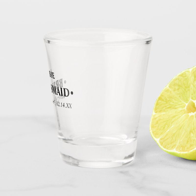 Wedding Date and Names Bridesmaid Personalized Shot Glass Shot Glass