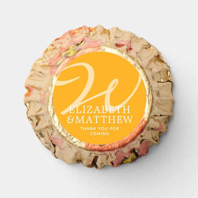 Modern Elegant Chic Monogram Wedding Thank You Reese\'s Peanut Butter Cups Hershey’s Reese\'s Peanut Butter Cups Minatures Candy Favors, Non-Assembled