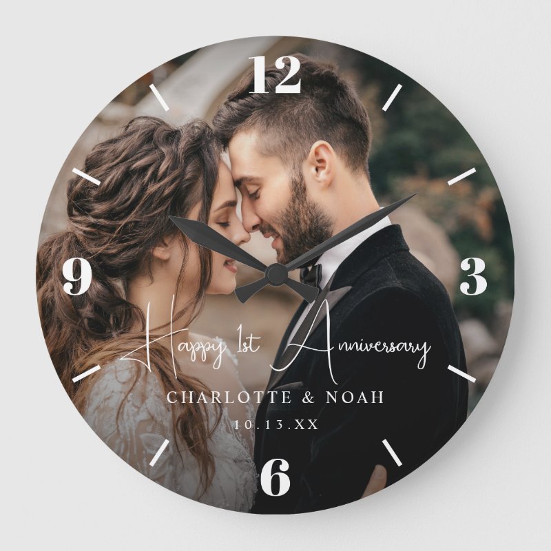 Personalized Wedding Anniversary Large Clock Wall Clock, 10.75\\" Round Acrylic