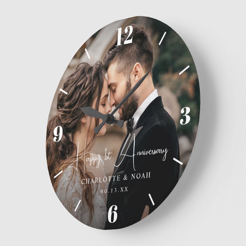 Personalized Wedding Anniversary Large Clock Wall Clock, 10.75\\" Round Acrylic