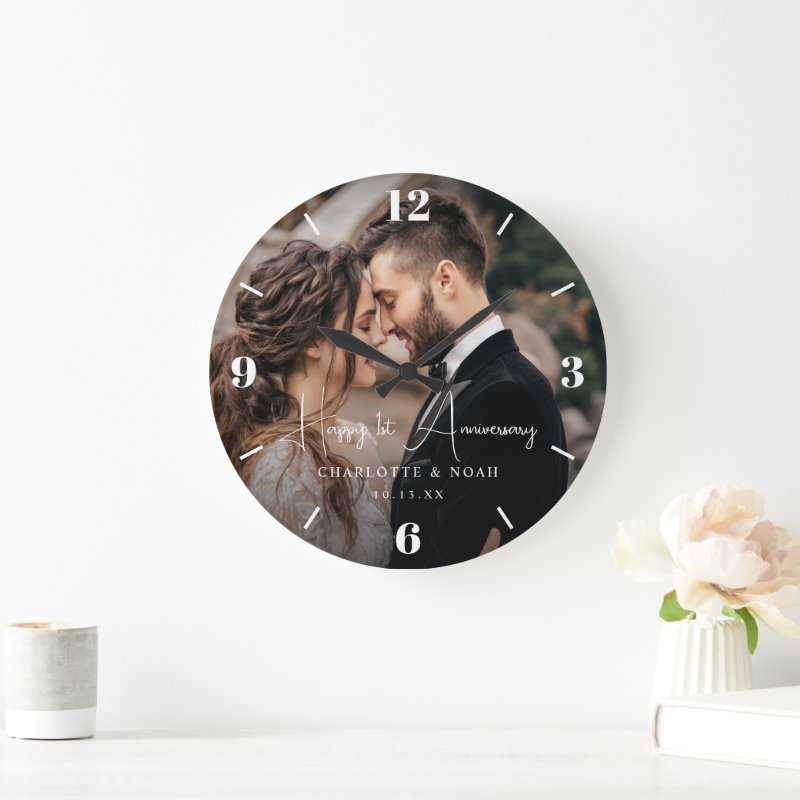 Personalized Wedding Anniversary Large Clock Wall Clock, 10.75\" Round Acrylic 4 Personalized Wedding Anniversary Large Clock Wall Clock, 10.75\\" Round Acrylic