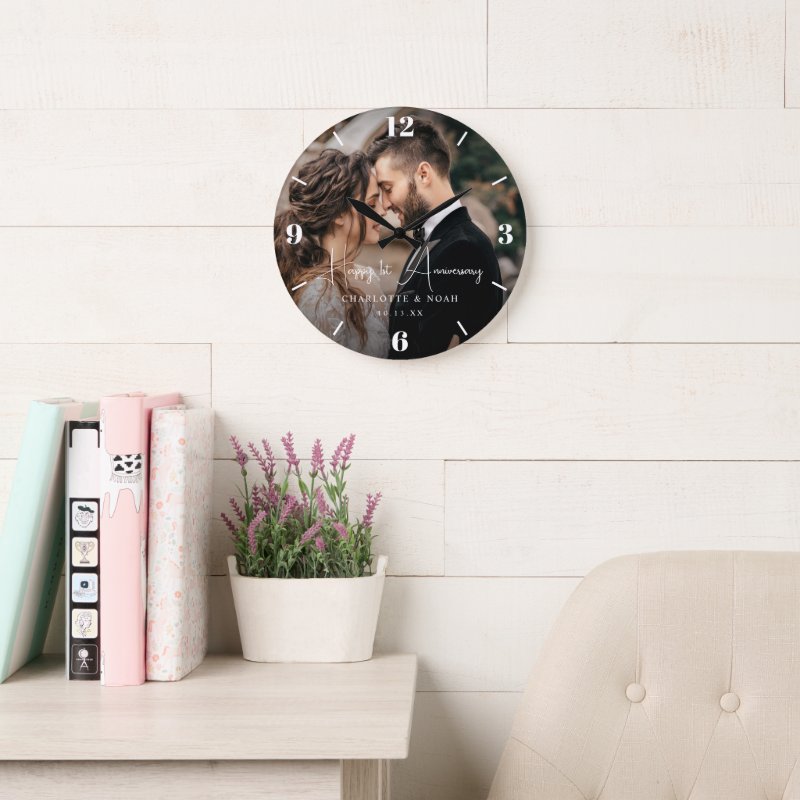 Personalized Wedding Anniversary Large Clock Wall Clock, 10.75\" Round Acrylic 5 Personalized Wedding Anniversary Large Clock Wall Clock, 10.75\\" Round Acrylic