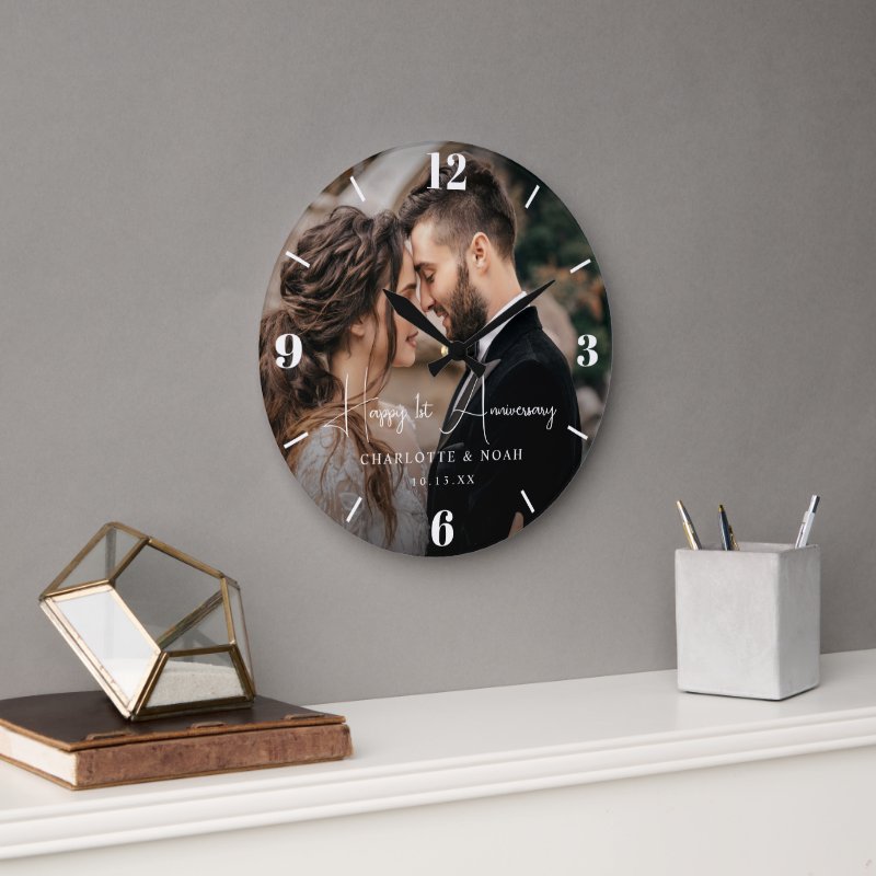 Personalized Wedding Anniversary Large Clock Wall Clock, 10.75\" Round Acrylic 6 Personalized Wedding Anniversary Large Clock Wall Clock, 10.75\\" Round Acrylic