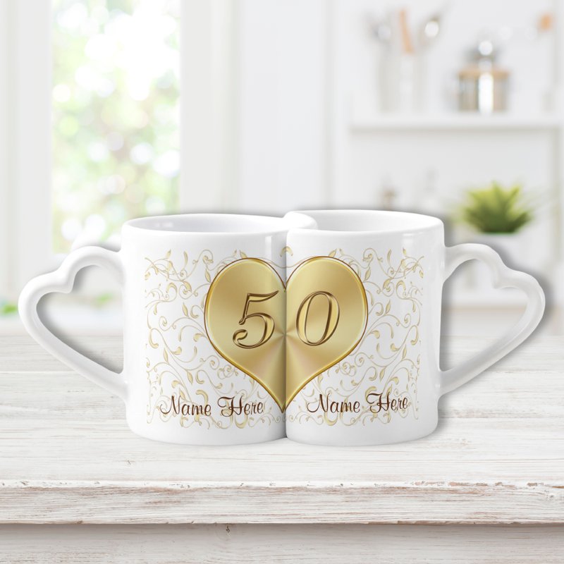 50 Year Wedding Anniversary Gifts, Heart Mugs Coffee Mug Set 3 50 Year Wedding Anniversary Gifts, Heart Mugs Coffee Mug Set