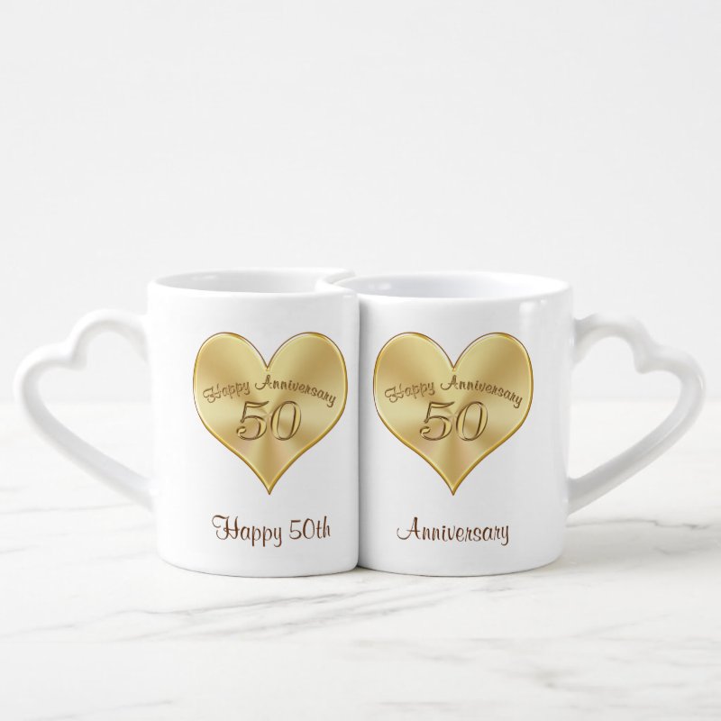 50 Year Wedding Anniversary Gifts, Heart Mugs Coffee Mug Set 5 50 Year Wedding Anniversary Gifts, Heart Mugs Coffee Mug Set