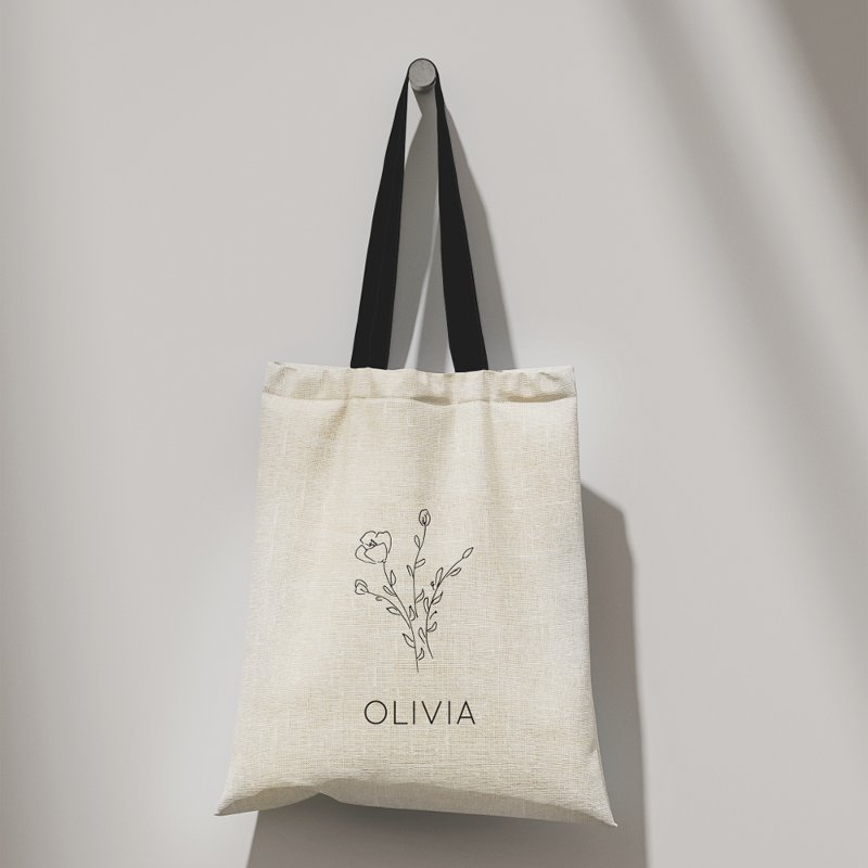 Rustic Wildflower Bridesmaid Name Tote Bag Budget Tote