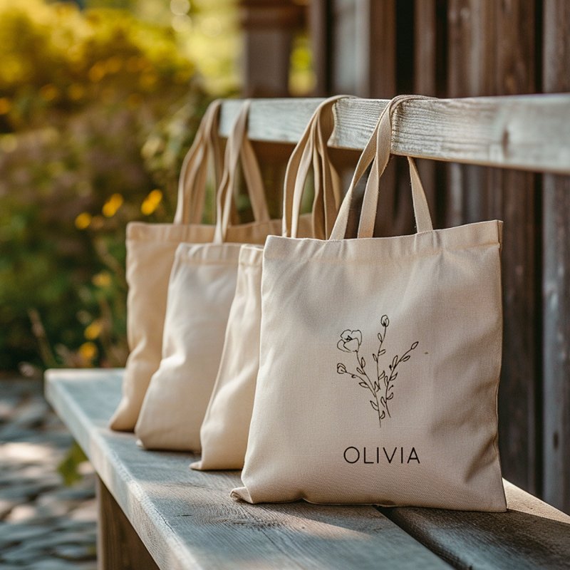 Rustic Wildflower Bridesmaid Name Tote Bag Budget Tote