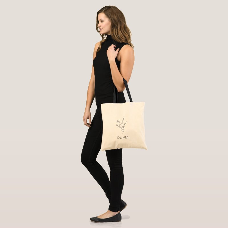 Rustic Wildflower Bridesmaid Name Tote Bag Budget Tote