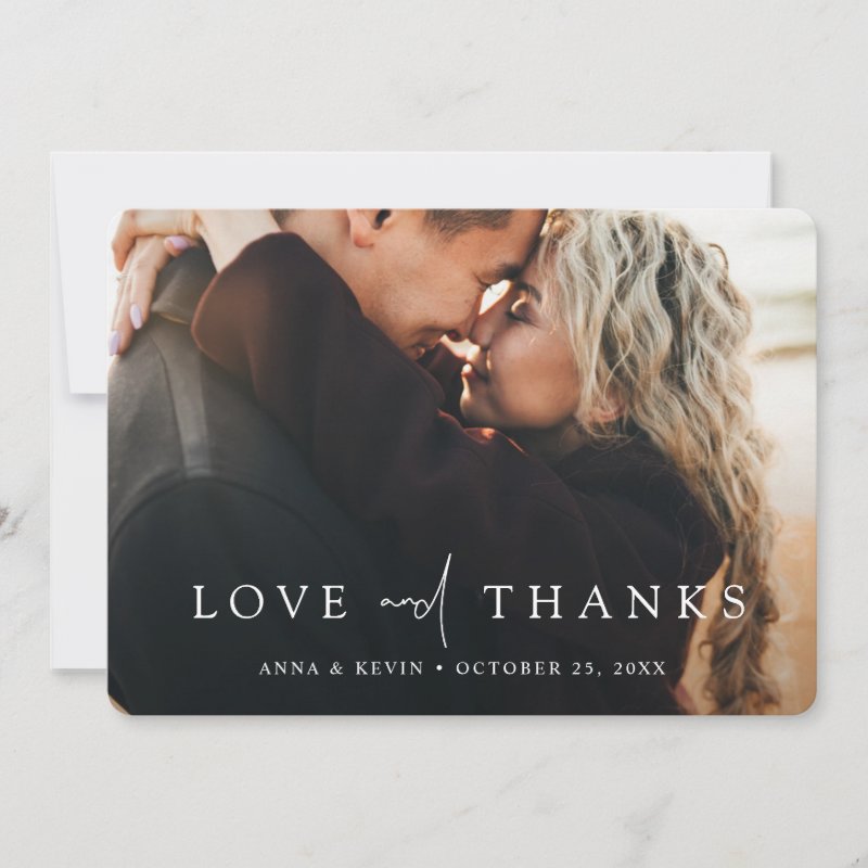 Elegant Modern Personalized Photo Wedding Thank You Card 5\\" x 7\\" Flat Thank You Card