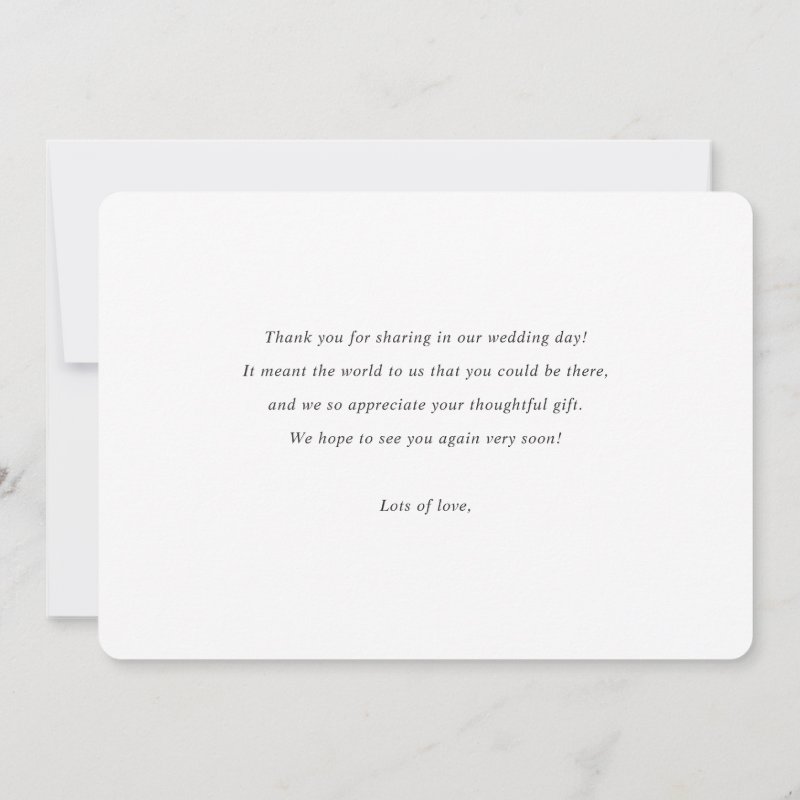 Elegant Modern Personalized Photo Wedding Thank You Card 5\\" x 7\\" Flat Thank You Card