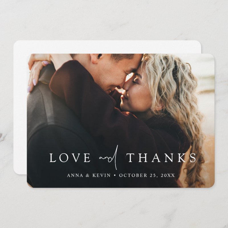 Elegant Modern Personalized Photo Wedding Thank You Card 5\\" x 7\\" Flat Thank You Card