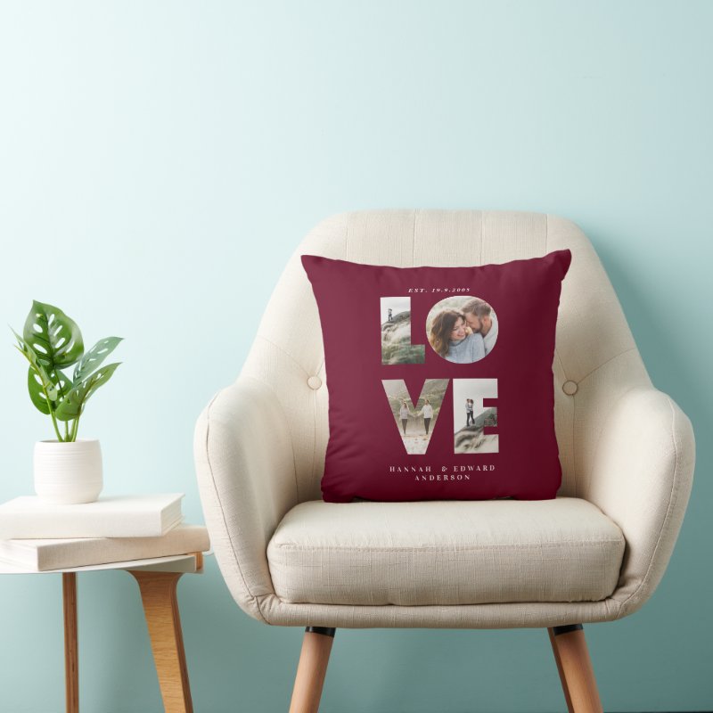Love 4 photo simple modern personalised burgundy throw pillow Throw Pillow, Throw Pillow 16\" x 16\" 4 Love 4 photo simple modern personalised burgundy throw pillow Throw Pillow, Throw Pillow 16\\" x 16\\"