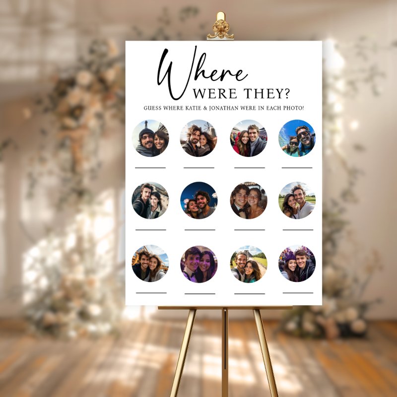 12 Photos Where Were They Engagement Wedding Game Foam Board Foam Core Board, Size: 18.00\\" x 24.00\\