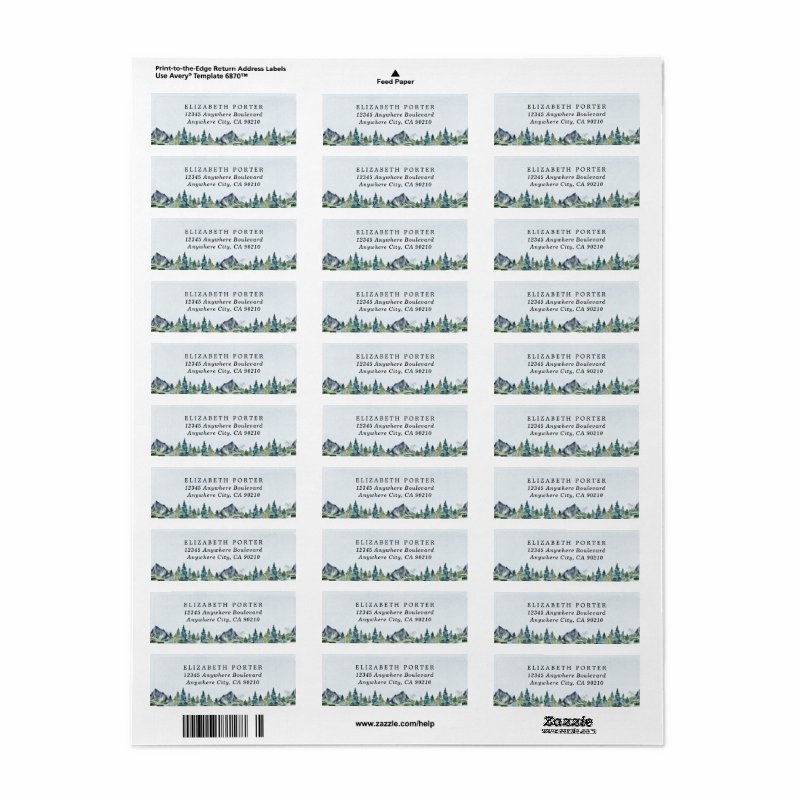 Mountain Watercolor Elegant Rustic Themed Wedding Label Return Address Labels